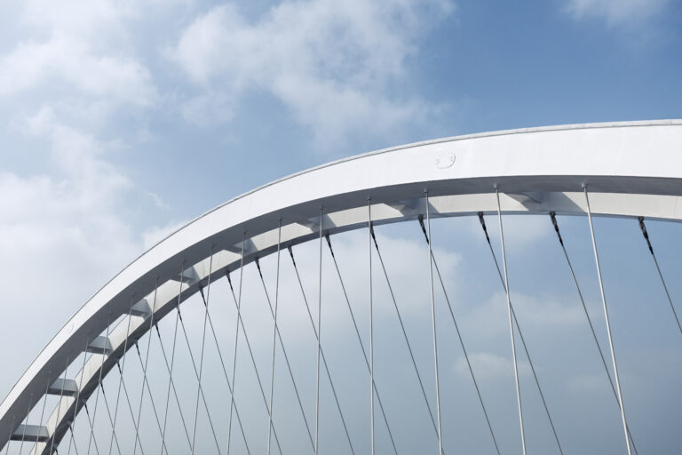 modern suspension bridge closeup