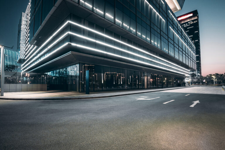 The square platform of urban modern building business office area